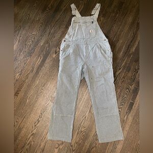 CARHARTT WOMEN'S RELAXED FIT DENIM RAILROAD STRIPE BIB OVERALL